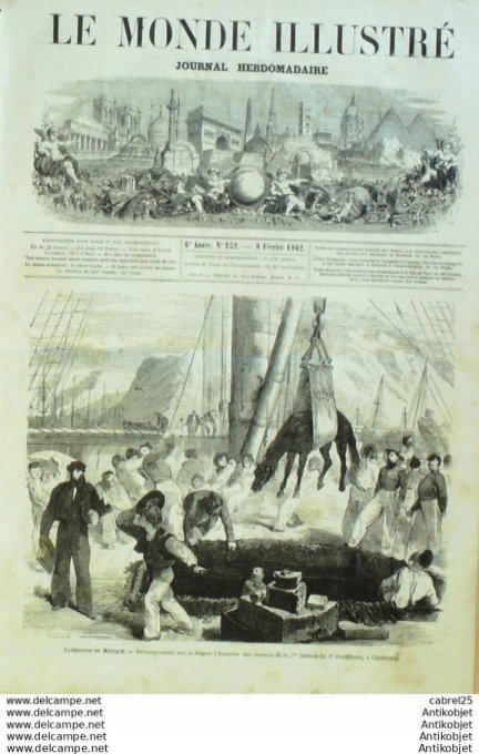 Le Monde illustré 1862 n°252 Cherbourg (50) Tunisie Carthage Ecosse Halifax