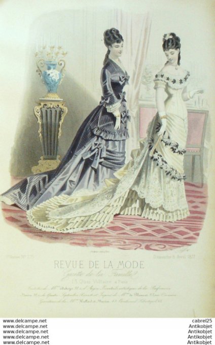 Gravure de mode La Gazette 1875 # 165 Maison Cavally