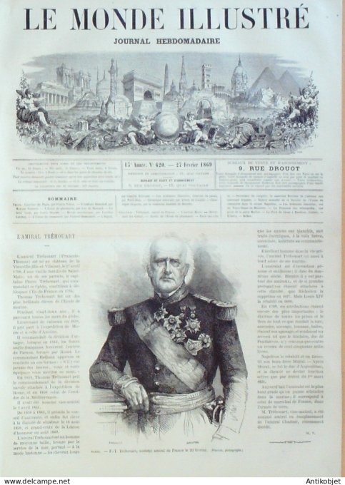 Le Monde illustré 1868 n°620 Espagne Cortès Madrid Mézières (08) Vélocipèdes Prytanée Dordives (45)