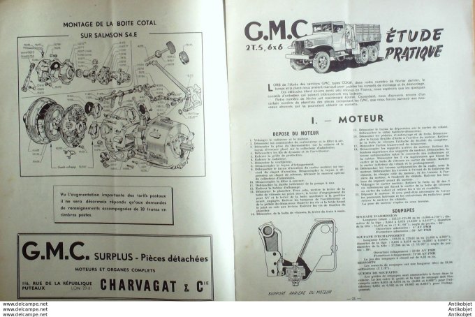 R.T Automobile Boîte Cotal GMC 2T5 6x6 Outelec Scintilla pompes 16 # 1947