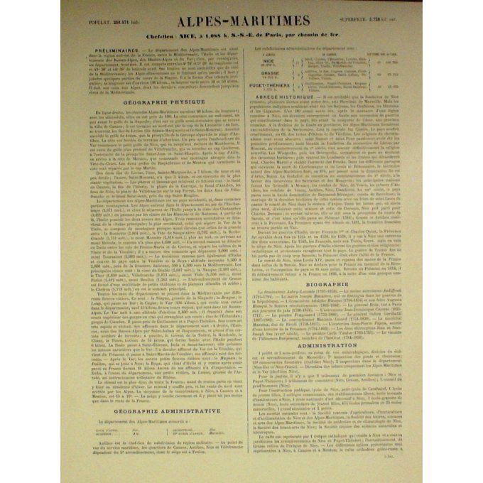 Carte ALPES MARITIMES (06) NICE Graveur LECOQ WALTNER BARBIER 1868