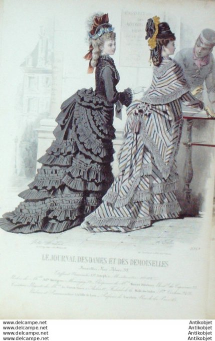 Gravure de mode Journal des Dames Demoiselles 1874 n°1175 (Maison St-Joseph)