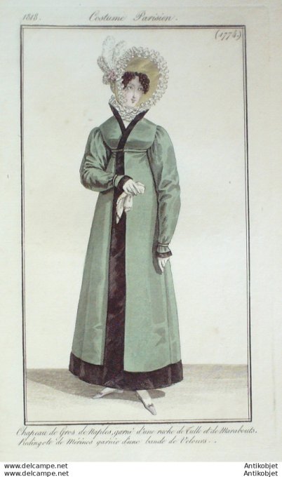 Costume Parisien 1818 # 1774 Robe de tulle et de marabouts