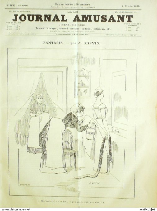 Le Journal Amusant 1889 # 1692 Manuel du parfait jeune homme par Henriot