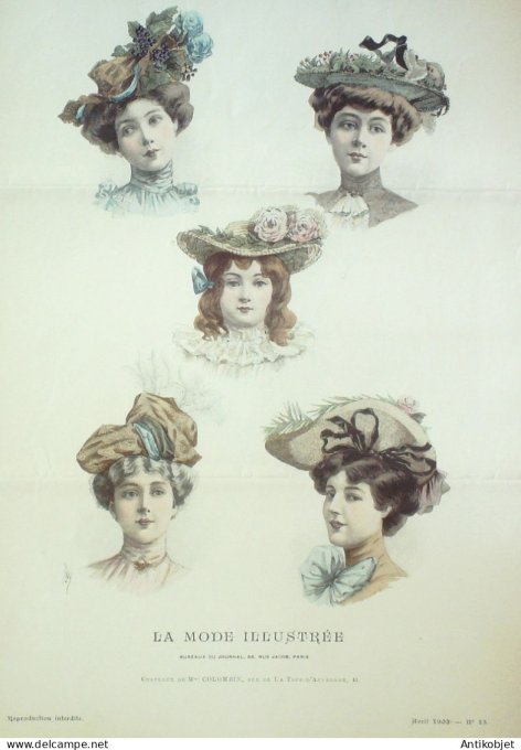 Gravure Mode illustree 1902 # 15 (Old Fashion plate) RARE