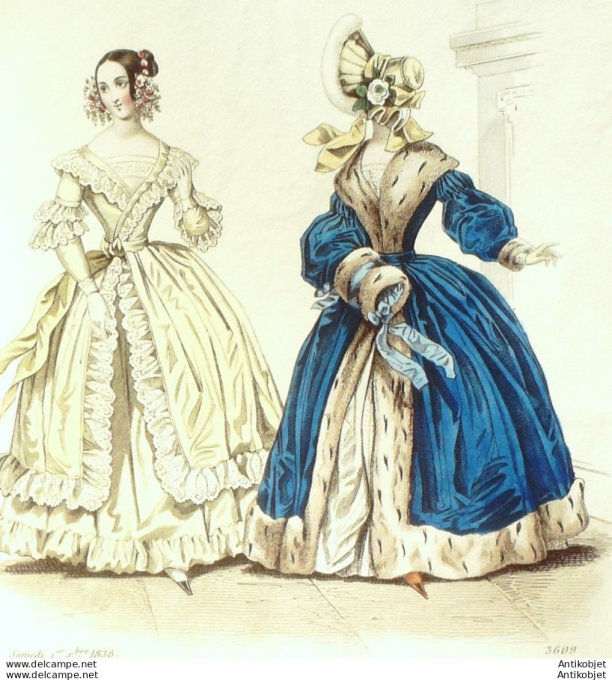 Costume Parisien 1838 # 3609 Robes popeline & perkale