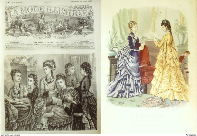 La Mode illustrée journal + gravure associée 1875 # 12