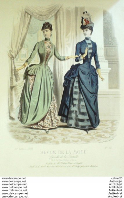 Gravure Mode La Gazette 1886 # 771 (Old Fashion plate)