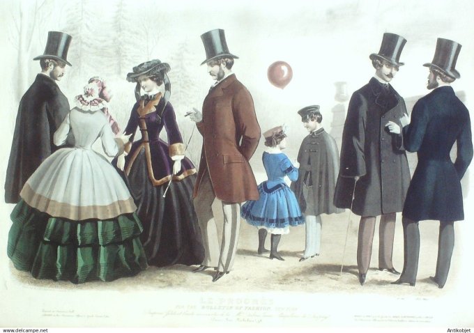 Gravure de Mode originale Le Progres 1857 # 86 (Maison Desprey)