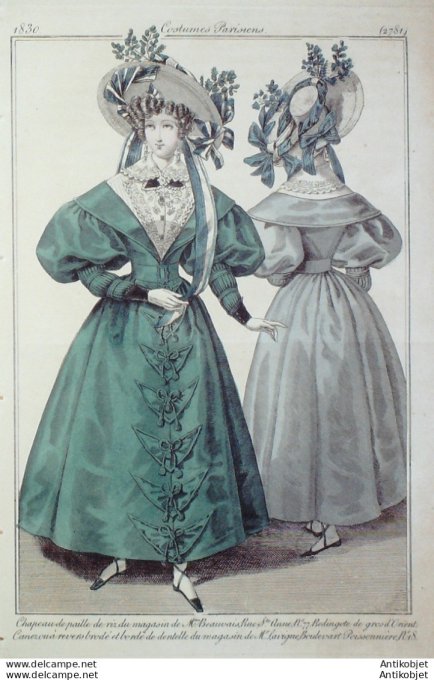 Gravure de mode Costume Parisien 1830 n°2781 redingote du gros d'orient