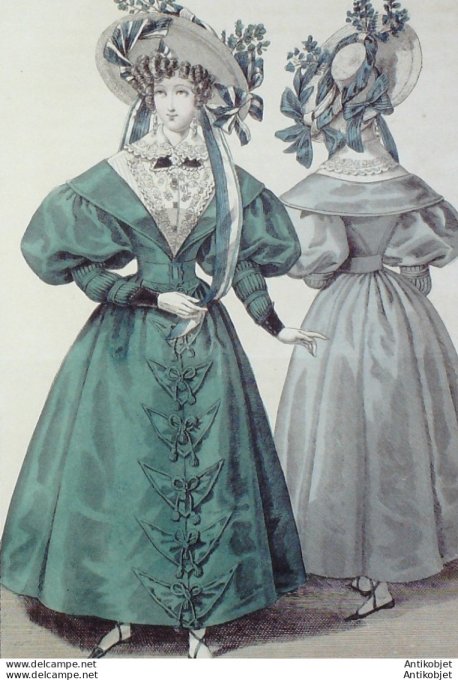 Gravure de mode Costume Parisien 1830 n°2781 redingote du gros d'orient