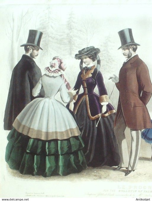 Gravure de Mode originale Le Progres 1857 # 86 (Maison Desprey)