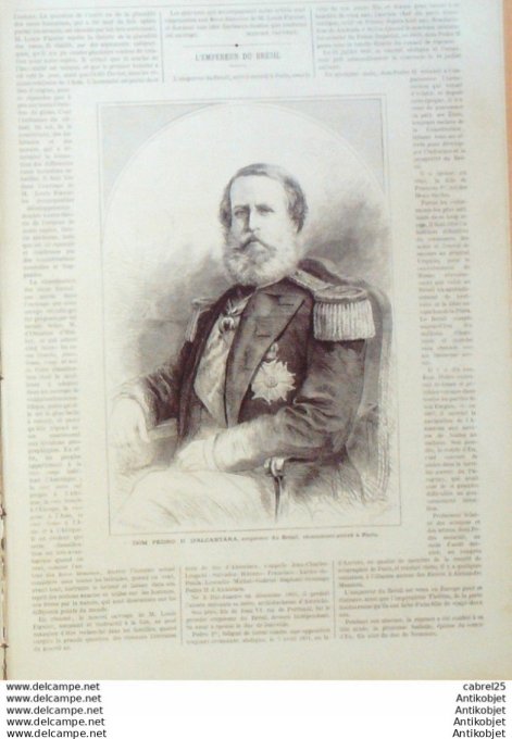 Le Monde illustré 1871 n°766 Prince De Galles Italie Rome Monte Citorio Plazza Del Popolo Brésil Dom