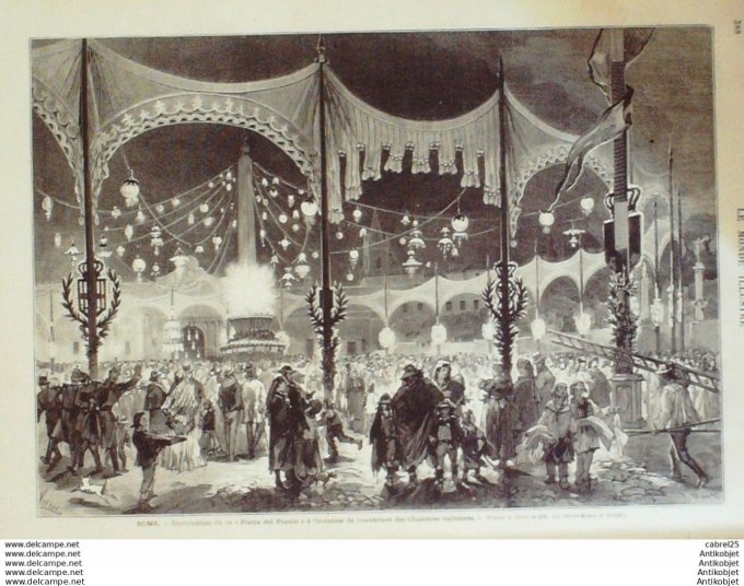 Le Monde illustré 1871 n°766 Prince De Galles Italie Rome Monte Citorio Plazza Del Popolo Brésil Dom