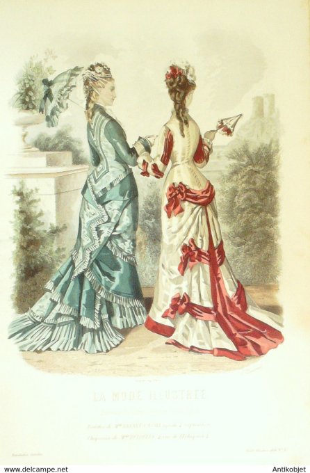 Gravure de mode La Mode illustrée 1876 n°31 (Maison Bréant-Castel)