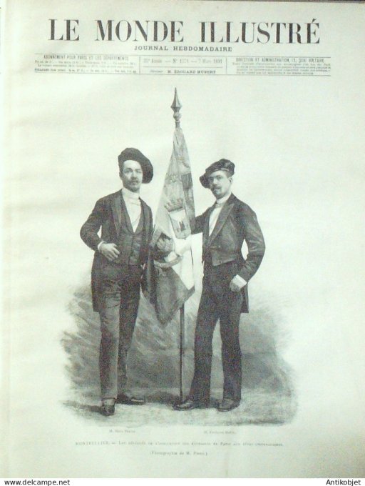 Le Monde illustré 1891 n°1771 Montpellier (34) Bruxelles Pologne Varsovie Tricycle au pétrole