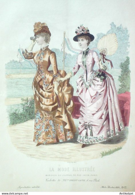 Gravure Mode illustree 1884 # 27 (Old Fashion plate)