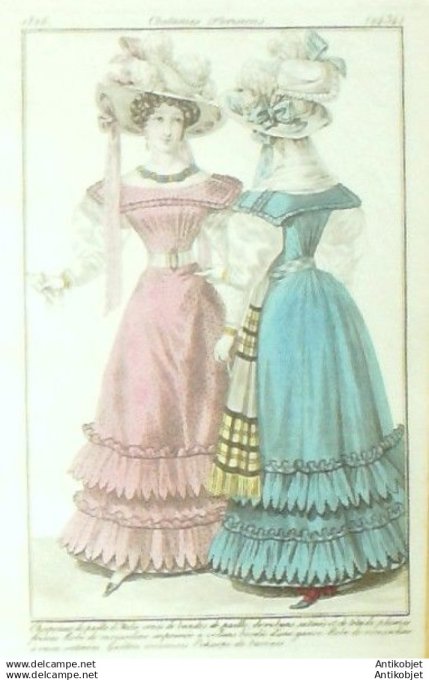 Gravure Mode Costume Parisien 1826 # 2434 (eau forte old Fashion plate