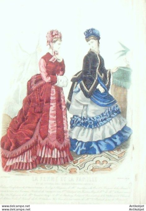 Gravure de mode La  Femme & La  Famille 1874 n°01 (Comptoir des Indes)