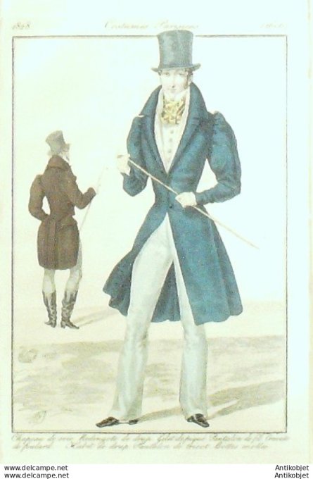 Costume Parisien 1828 # 2606 Redingote et habit de drap homme
