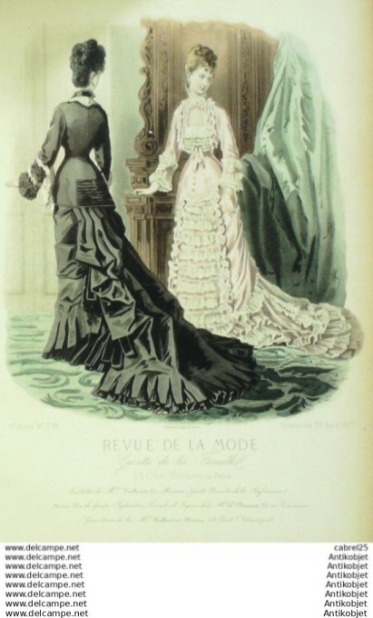 Gravure de mode La Gazette 1875 # 164 Maison Simon Irma