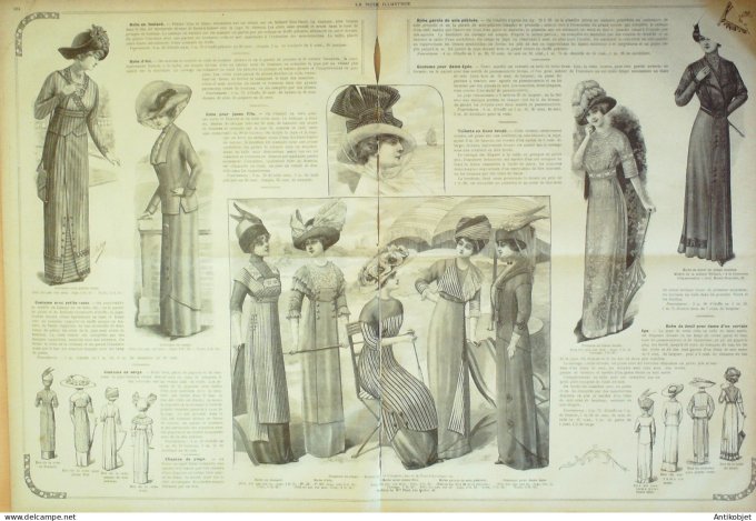 La Mode illustrée journal 1911 n° 25 Toilettes Costumes Passementerie