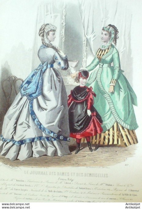 Gravure Mode J.Dames & Demoiselles 1861 # 917 (Old Fashion plate)
