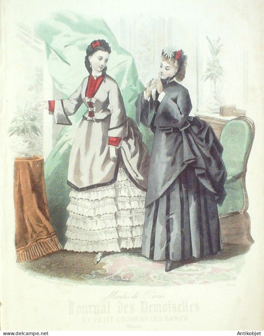 Gravure Mode J.Demoiselles 1871 # 3784 (aquarelle Old Fashion plate)