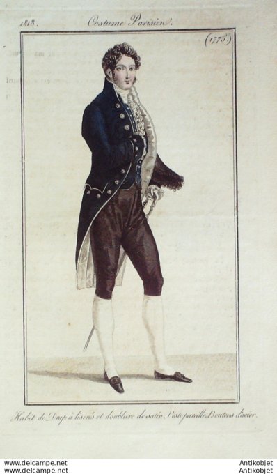 Costume Parisien 1818 # 1775 Habit de drap homme à liserés