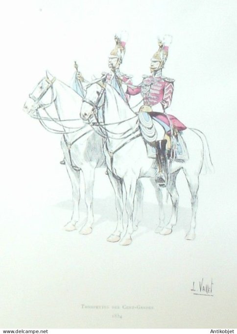 Cavaliers Trompettes des Cent-Gardes  en 1854 signé Louis Vallet