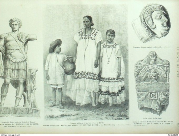 Le Monde illustré 1884 n°1446 Villeneuve-L'Etang (78) Tonkin Hanoi Mexique Mérida