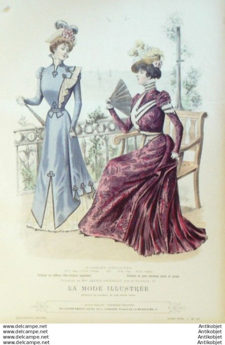 Gravure Mode illustree 1898 # 28 (Old Fashion plate) RARE