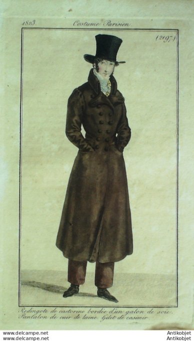 Costume Parisien 1823 # 2197 Redingote gros de Naples