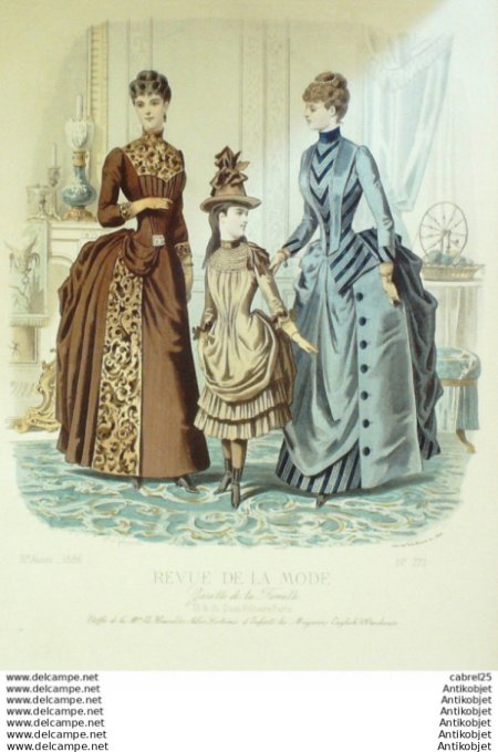 Gravure Mode La Gazette 1886 # 772 (Old Fashion plate)