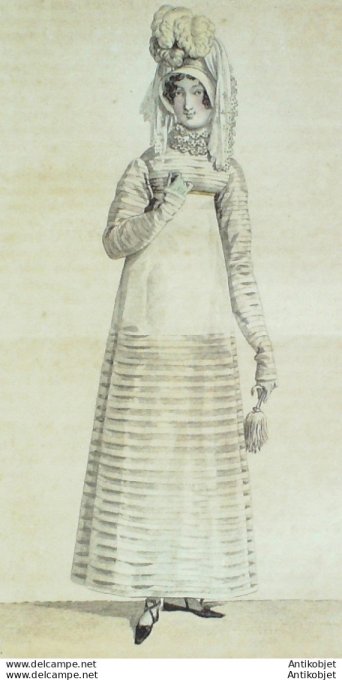 Gravure de mode Costume Parisien 1816 n°1589 Robe perkale