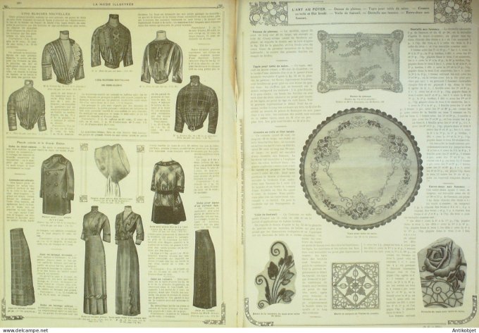La Mode illustrée journal 1911 n° 37 Toilettes Costumes Passementerie