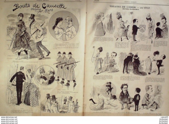 Le Journal Amusant 1886 n°1578 Paysannerie Grevin Theatre Odeon Renee Mauprein Stop Milaitaires