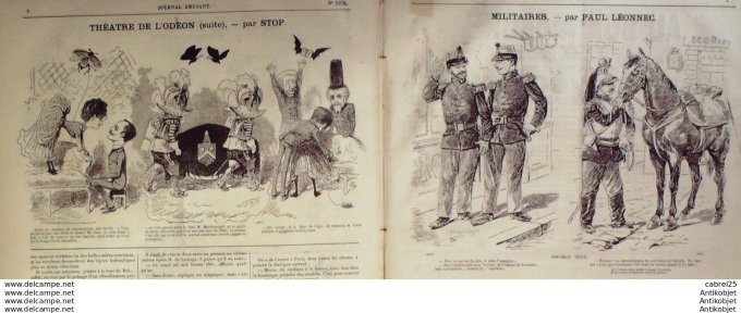Le Journal Amusant 1886 n°1578 Paysannerie Grevin Theatre Odeon Renee Mauprein Stop Milaitaires