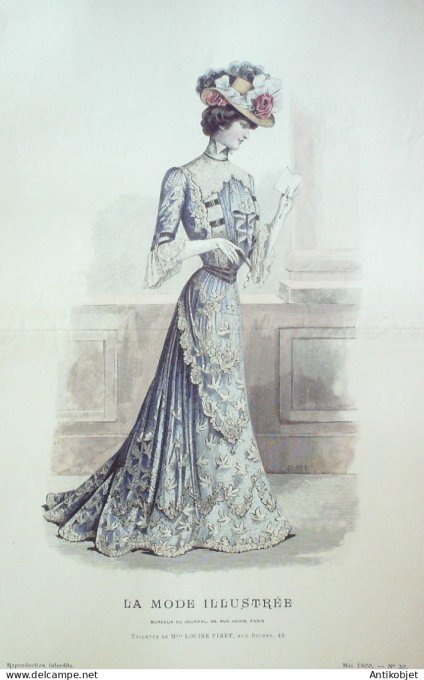 Gravure Mode illustree 1900 # 20 (Old Fashion plate) RARE