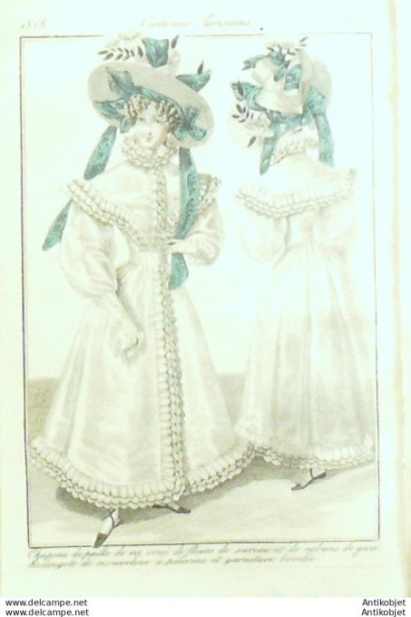 Costume Parisien 1828 # 2607 Redingote de mousseline à pélerine