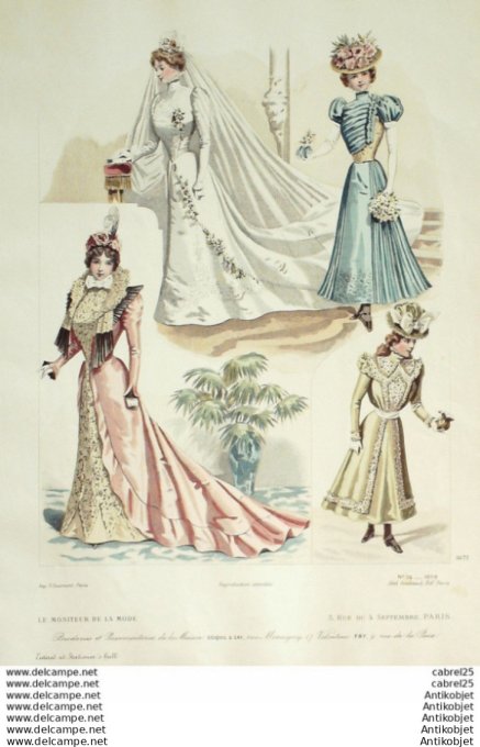 Gravure Mode Le Moniteur 1898 # 36 (Old Fashion plate)