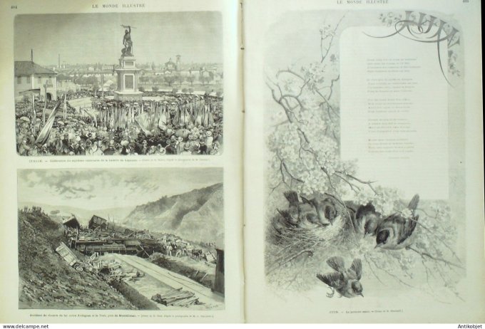 Le Monde illustré 1876 n°1002 Mulhouse (68) Harfleur (14) Montelimar (26) Maroc Nohant (36) Turquie 