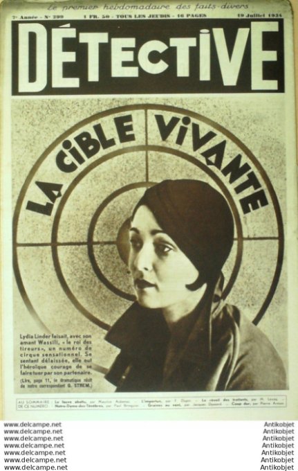 Détective 1934 # 299 Moiry Guyane St-Laurent Maroni cirque Boulogne