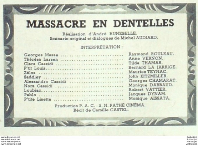 Massacre En Dentelles Tilda Thamar Raymond Rouleau Anne Vernon