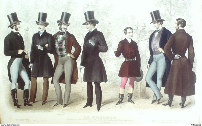 Gravure Mode Le Progres 1854- 9 (Old Fashion plate) Rare