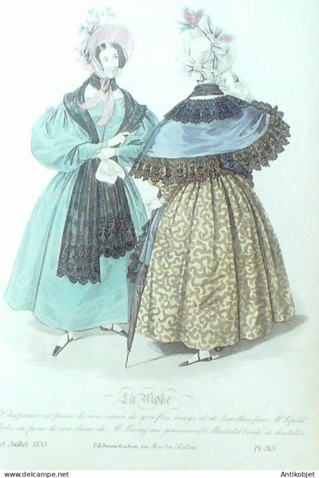 Gravure La mode 1833 # 315 (aquarelle old Fashion plate)