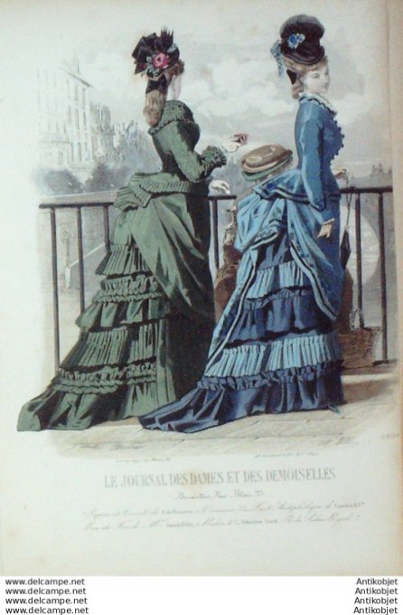 Gravure de mode Journal des Dames Demoiselles 1874 n°1180 (Maison Plument)