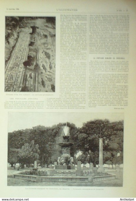 L'illustration 1896 n°2759 Tunisie Oudna fouilles Labririi Algérie Cherchell
