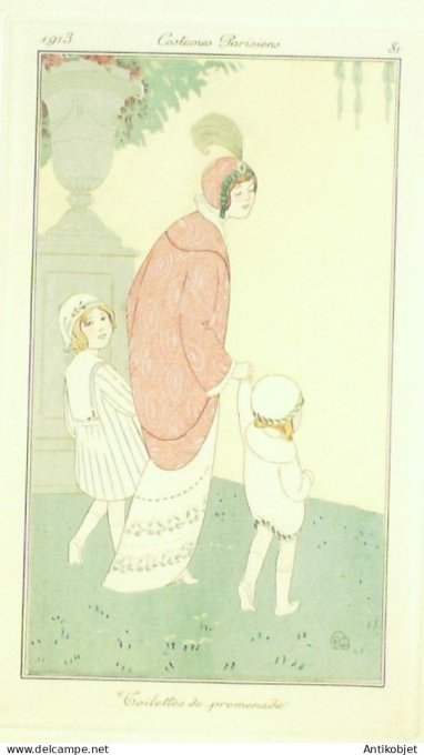 Gravure Mode Costume Parisien 1913 #  81 Franc-Nohain Madeleine (eau forte)