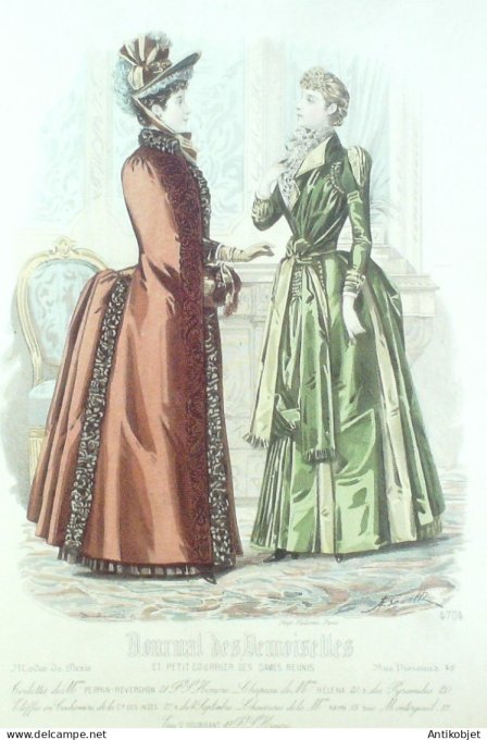 Gravure Mode J.Demoiselles 1888 # 4704 (Old Fashion plate)